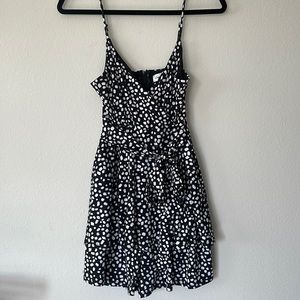 Black and white polka dot romper